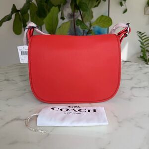 NWT Coach 75th Anniversary Glovetanned Leather Patricia Saddle Bag Coral 55298